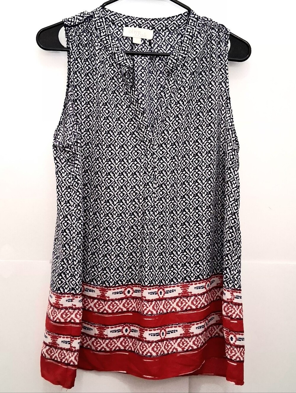 Olive & Oak Navy and White Geometric Sleeveless Tank Top Size XL